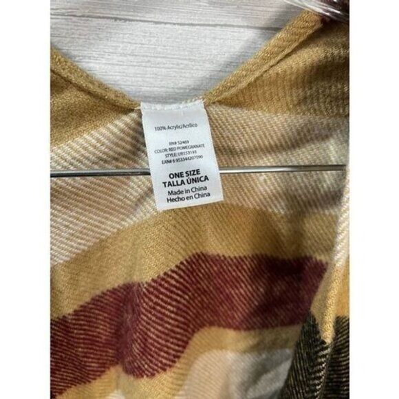 Plaid Open Front Fringe Poncho Wrap - Picture 6 of 7
